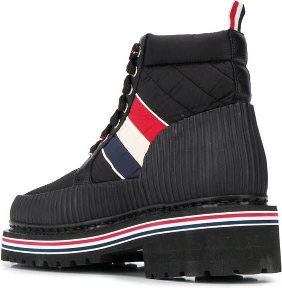 Thom Browne tricolour stripe hiking boots Black