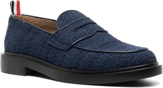 Thom Browne tweed penny loafers Blue