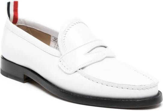 Thom Browne Varsity leather penny loafers White