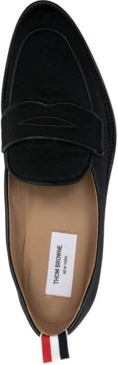 Thom Browne RWB-stripe canvas penny loafers Black