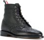 Thom Browne Wingtip Brogue Boot With Leather Sole In Black Pebble Grain - Thumbnail 2