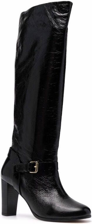 Tila March crinkle-effect leather boots Black