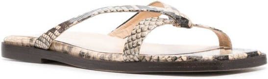 Tila March Origami snakeskin-print sandals Neutrals