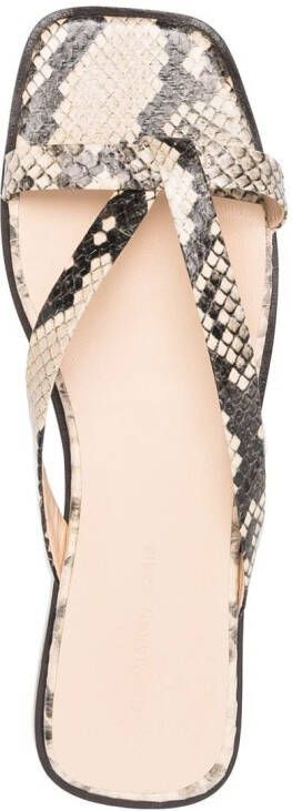 Tila March Origami snakeskin-print sandals Neutrals