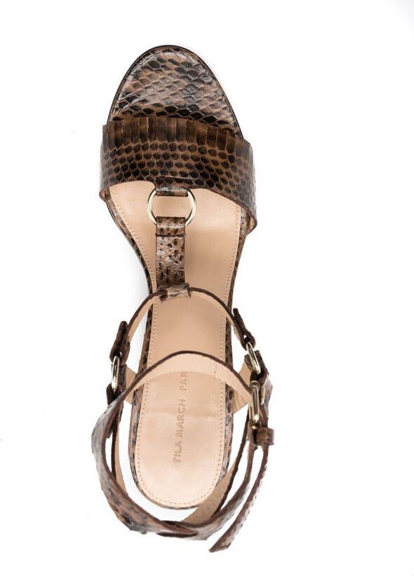 Tila March Pebble snakeskin sandals Brown