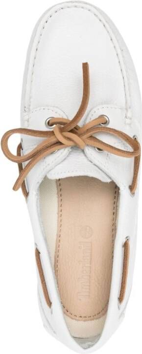 Timberland bow-detail leather boat shoes White