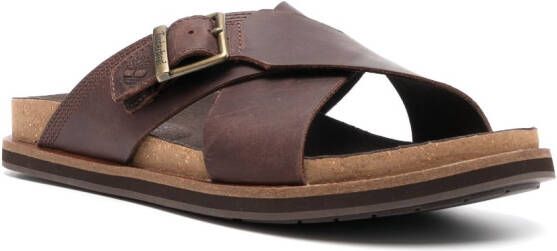 Timberland buckle-detailing leather sandals Brown