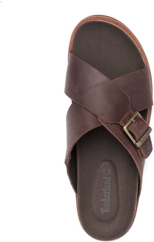 Timberland buckle-detailing leather sandals Brown