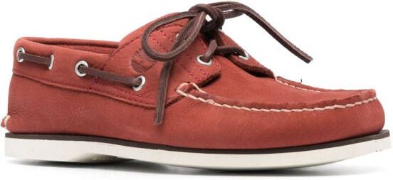 Timberland calf-leather boat shoes Red