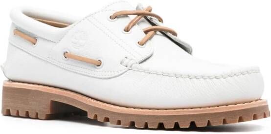 Timberland leather boat shoes White