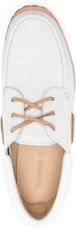 Timberland leather boat shoes White