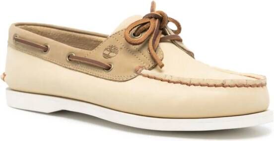 Timberland logo-debossed leather boat shoes Yellow