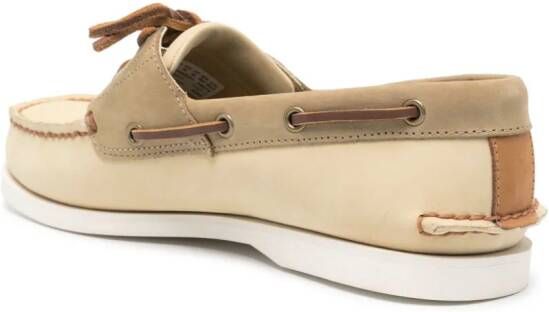 Timberland logo-debossed leather boat shoes Yellow