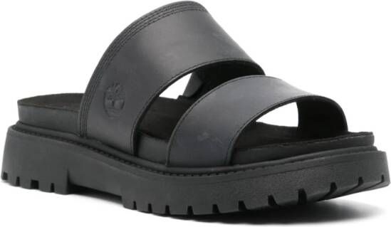 Timberland logo-debossed leather sandals Black