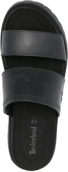 Timberland logo-debossed leather sandals Black