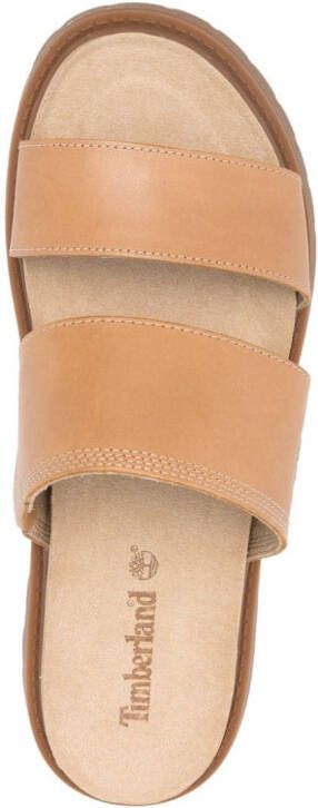 Timberland logo-debossed leather sandals Brown