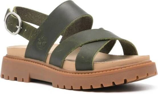 Timberland logo-debossed leather sandals Green