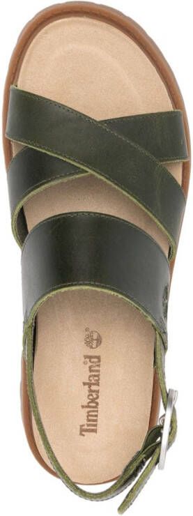 Timberland logo-debossed leather sandals Green