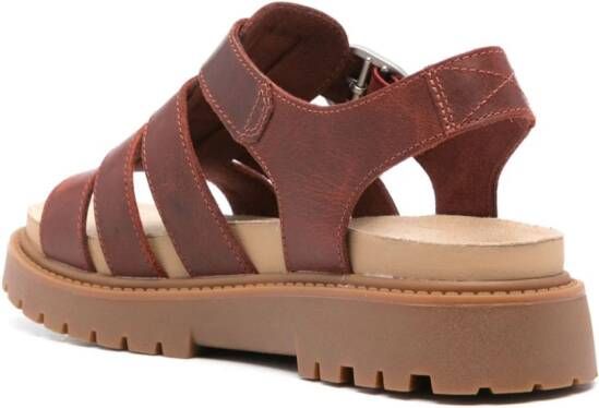 Timberland logo-debossed leather sandals Red