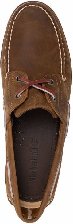 Timberland stitched leather boat shoes Brown