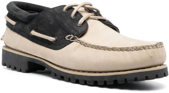 Timberland two-tone leather boat shoes Neutrals