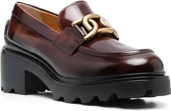 Tod's 60mm chain leather loafers Brown