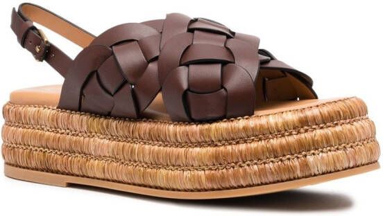 Tod's 60mm woven leather espadrilles Brown