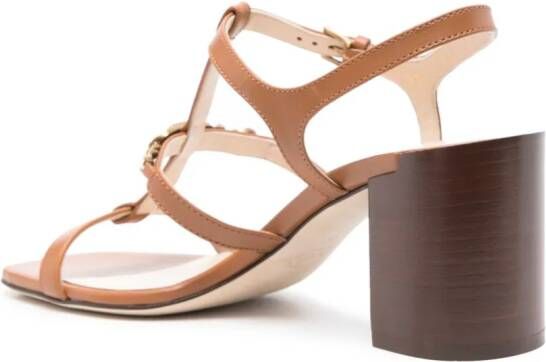 Tod's 75mm logo-plaque leather sandals Brown