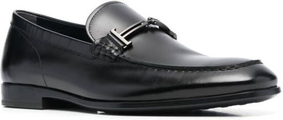 Tod's almond-toe calf-leather loafers Black