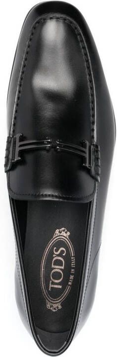 Tod's almond-toe calf-leather loafers Black