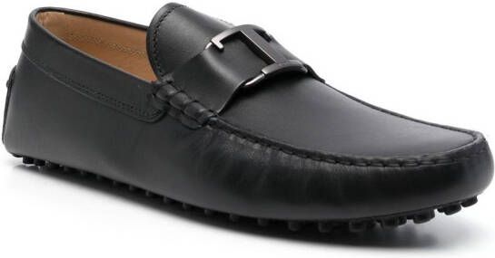 Tod's almond-toe leather loafers Black