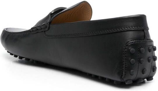 Tod's almond-toe leather loafers Black
