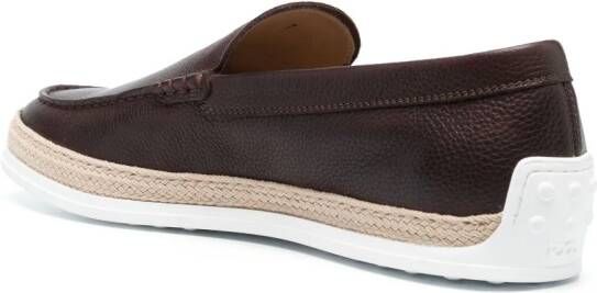 Tod's almond-toe leather loafers Brown