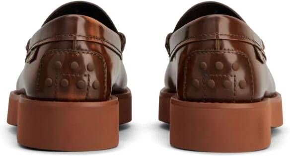 Tod's almond-toe leather loafers Brown