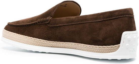 Tod's almond-toe suede loafers Brown