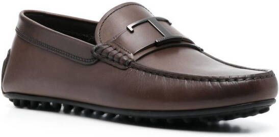 Tod's almond-toe T-buckle loafers Brown