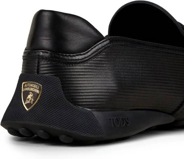 Tod's Automobili Lamborghini slip-on leather driving shoes Black