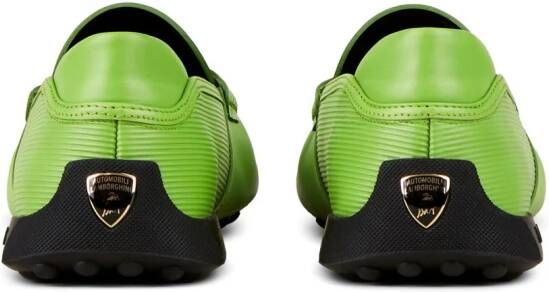Tod's Automobili Lamborghini slip-on leather driving shoes Green