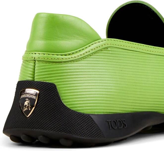Tod's Automobili Lamborghini slip-on leather driving shoes Green