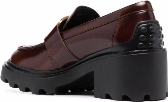 Tod's block-heel leather loafers Brown