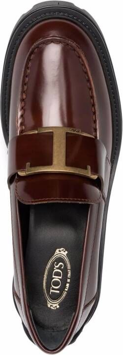 Tod's block-heel leather loafers Brown