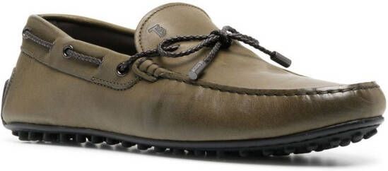 Tod's bow-detail leather loafers Green