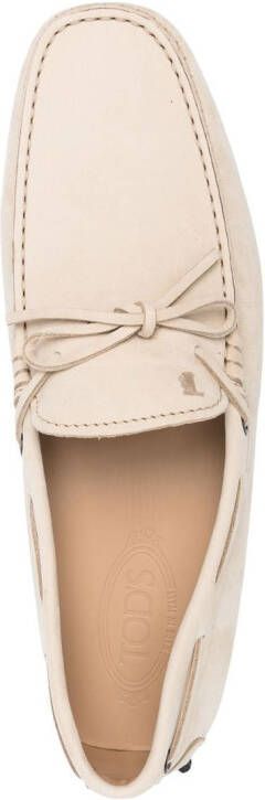Tod's bow-detail leather loafers Neutrals