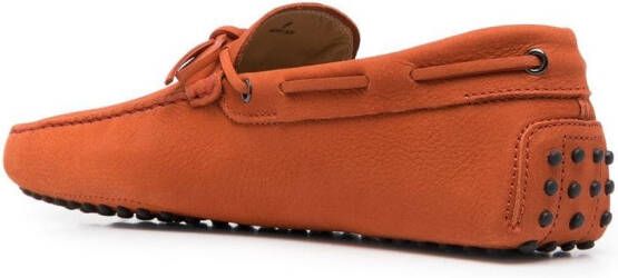 Tod's bow-detail leather loafers Orange