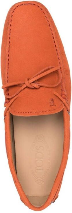 Tod's bow-detail leather loafers Orange