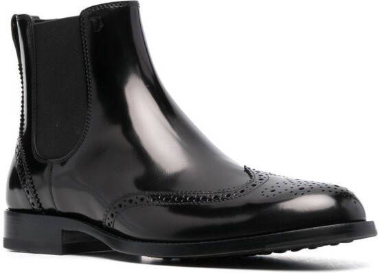Tod's brogue-detail leather Chelsea boots Black
