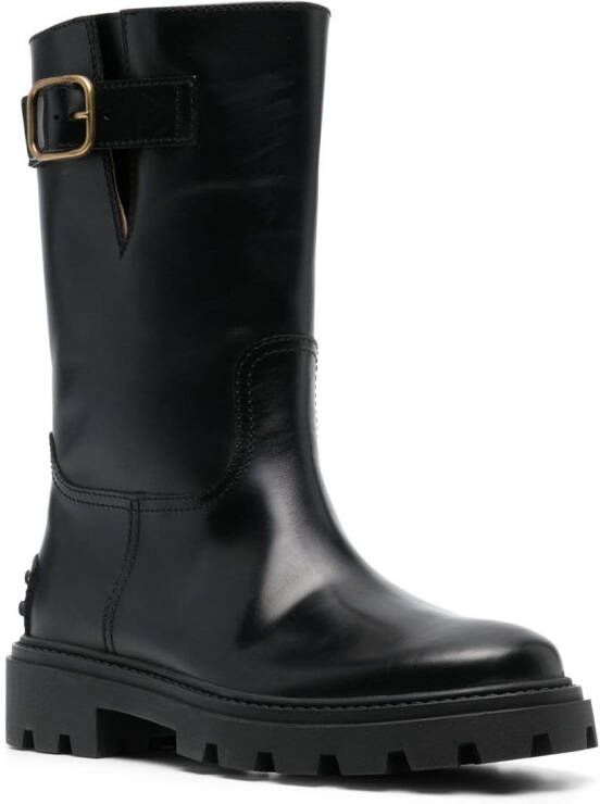 Tod's buckle-detail leather boots Black
