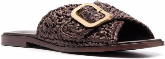Tod's buckle-detail woven slides Brown