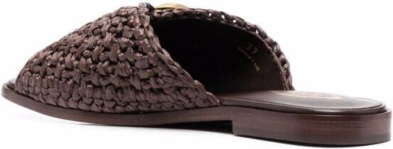 Tod's buckle-detail woven slides Brown