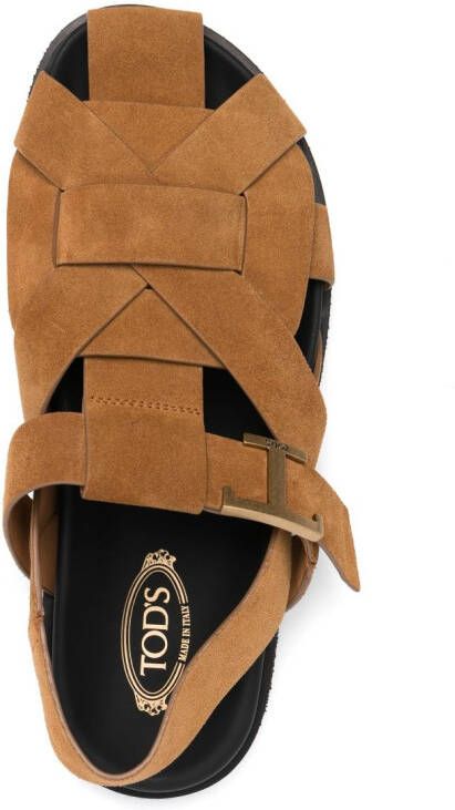 Tod's caged suede sandals Brown